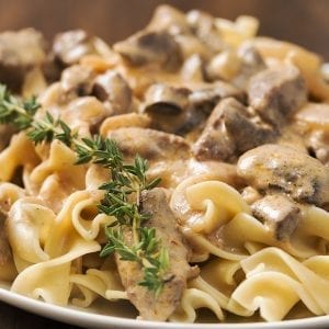 Beef Stroganoff and Egg Noodles