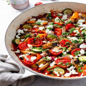 Large Mediterranean Medley with Chicken, Eggplant & Feta (Pre-made, frozen)